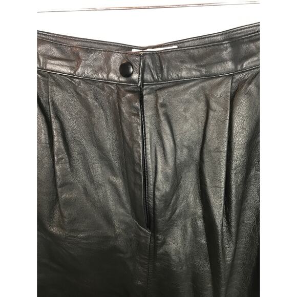 Lord and Taylor 100% Nappa Cow Leather 1990s Black Pants Women's 12 / Large - Picture 4 of 10